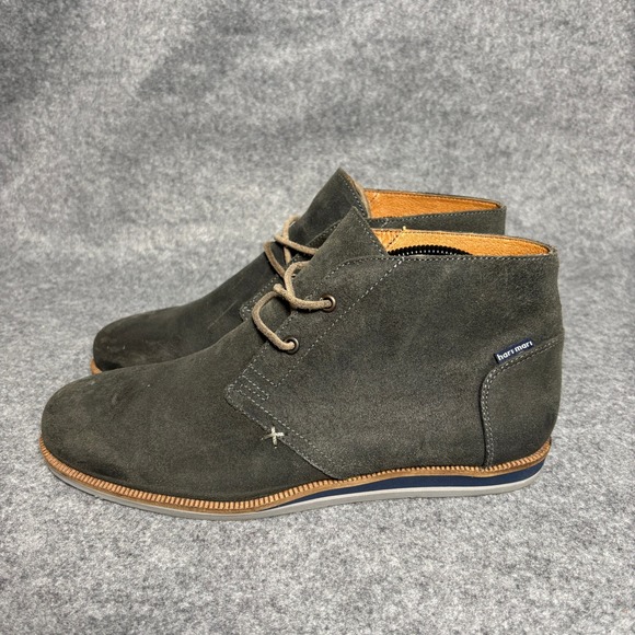 Hari Mari Gray Charcoal Waxed Suede Chukka Desert Lace Up Ankle Boots Mens 10 US